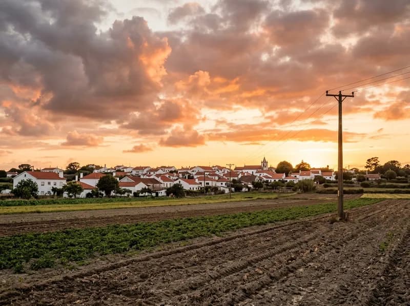 Campos à saída de São Bernardo ao pôr do sol